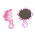 Plastic Single Side Handheld Mirror & Comb Sunflower Shape